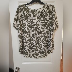 Maurices Olive Leaf Print Blouse